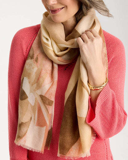 Chico's Neutral Floral Oblong Scarf Neutral