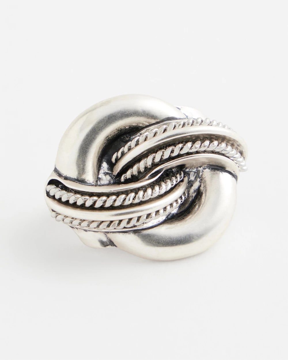 Chico's Silvertone Knot Scarf Ring Silver
