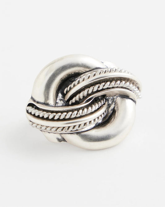 Chico's Silvertone Knot Scarf Ring Silver
