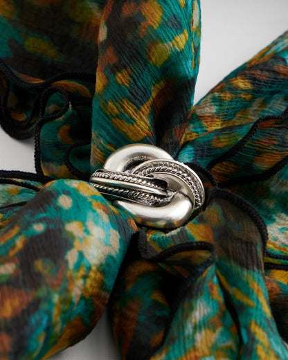 Chico's Silvertone Knot Scarf Ring Silver