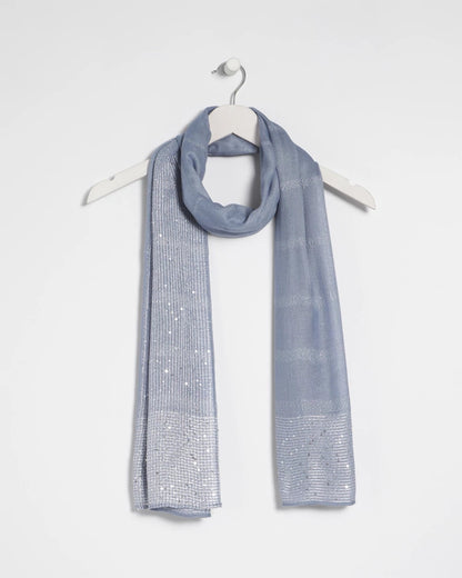 Chico's Lurex Trim Oblong Scarf Blue