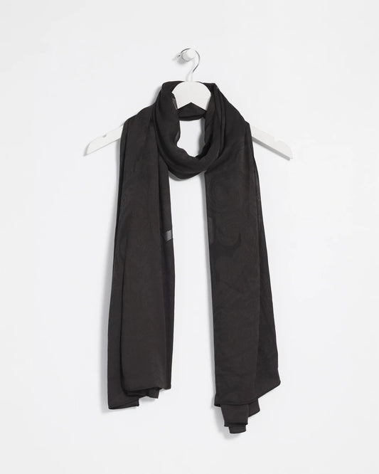 Chico's Floral Burnout Oblong Scarf Black