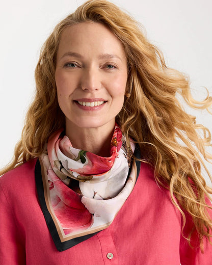 Chico's Botanic Burst Square Scarf Ecru