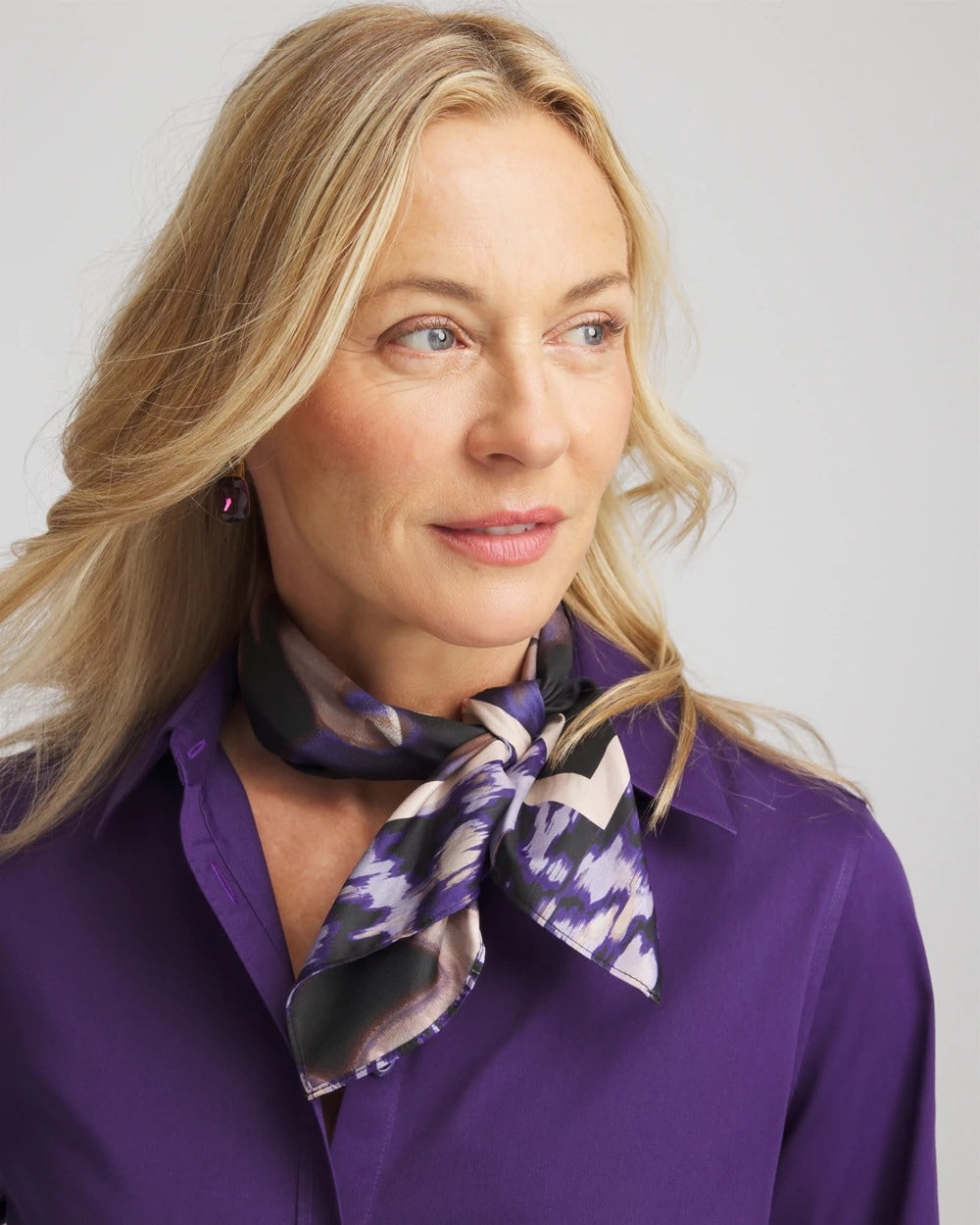 Chico's Fjord Flora Square Neckerchief Scarf Black