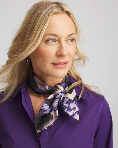 Chico's Fjord Flora Square Neckerchief Scarf Black