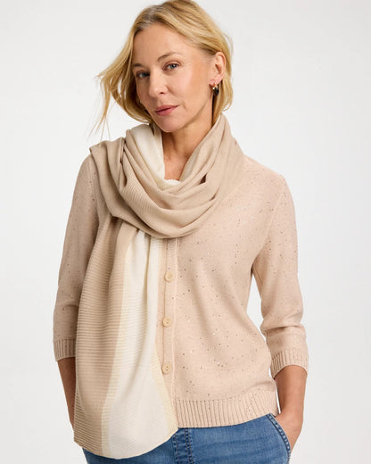 Chico's Ombre Pleated Oblong Scarf Neutral