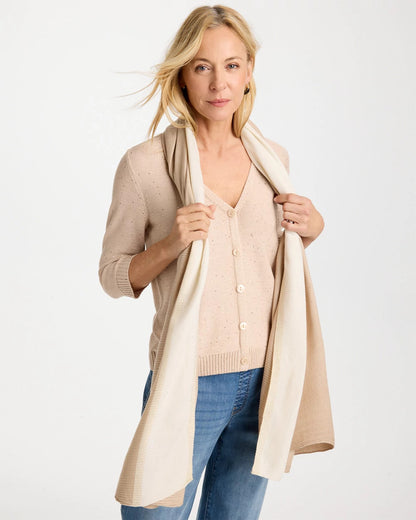 Chico's Ombre Pleated Oblong Scarf Neutral