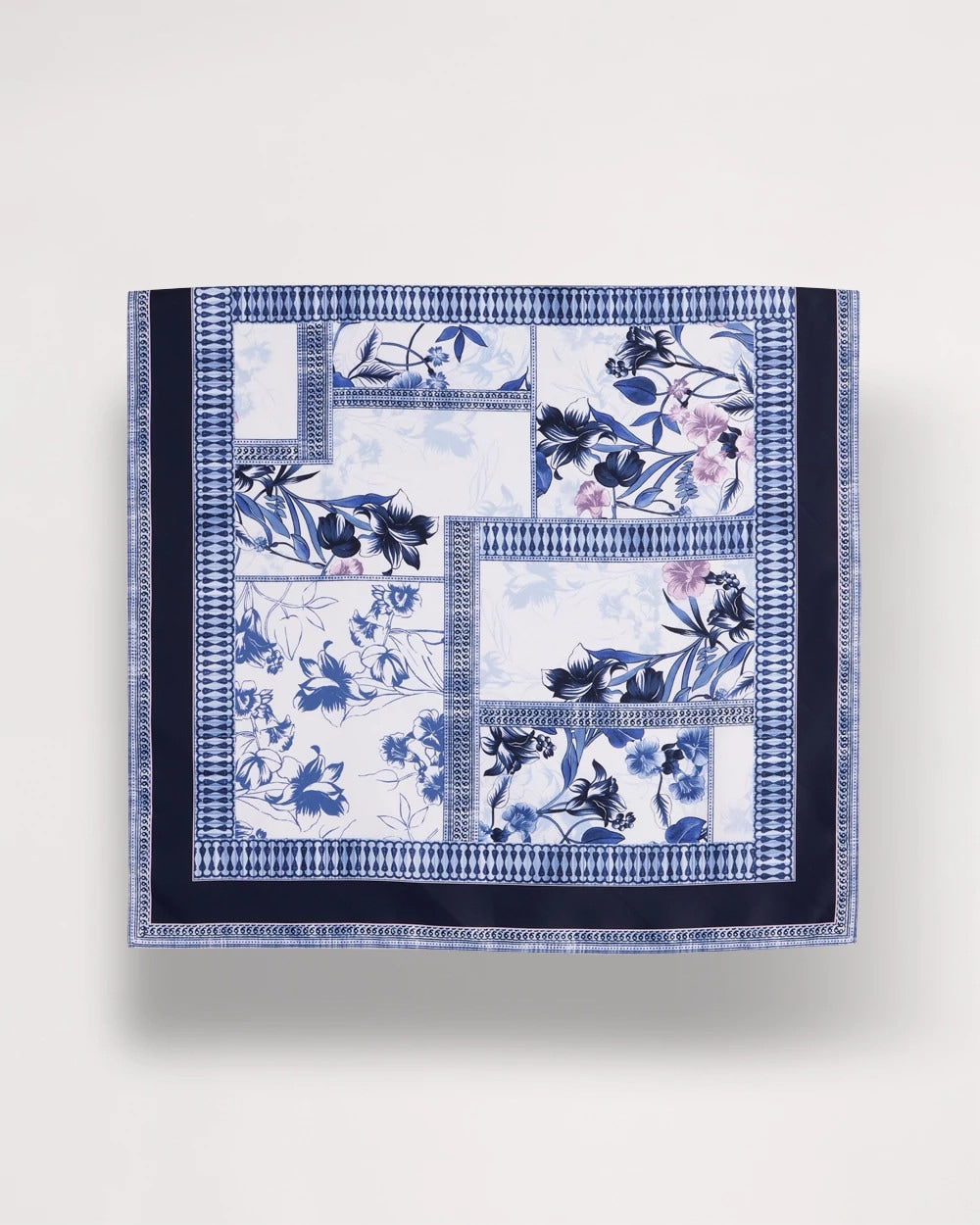 Chico's Ellie Sprigs Square Scarf Amparo Blue