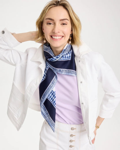 Chico's Ellie Sprigs Square Scarf Amparo Blue