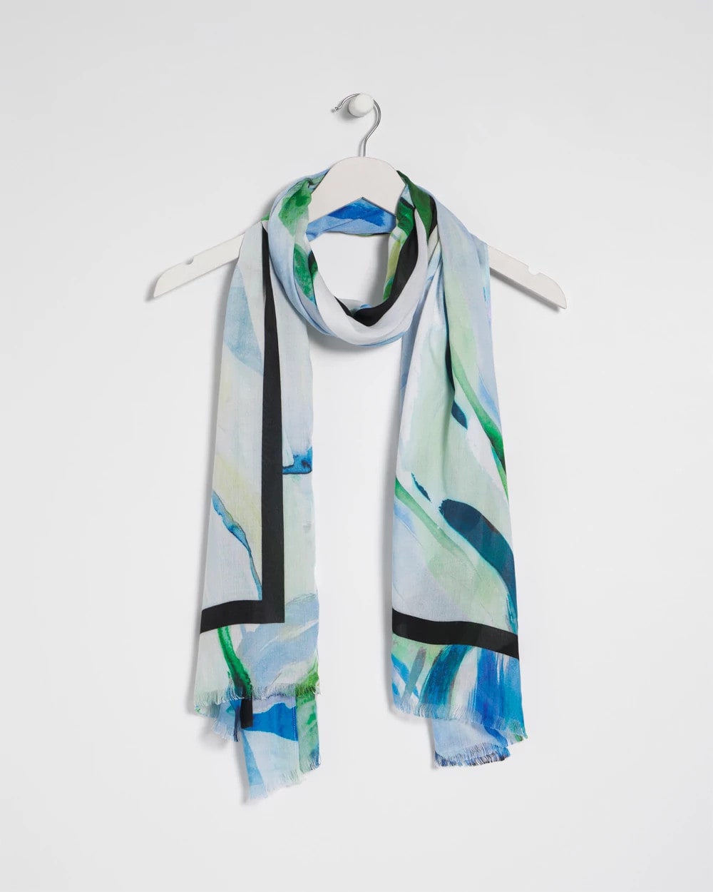 Chico's Blooming Brush Oblong Scarf Amparo Blue