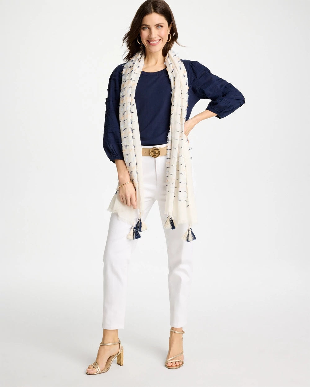 Chico's Fringe Oblong Scarf Multi