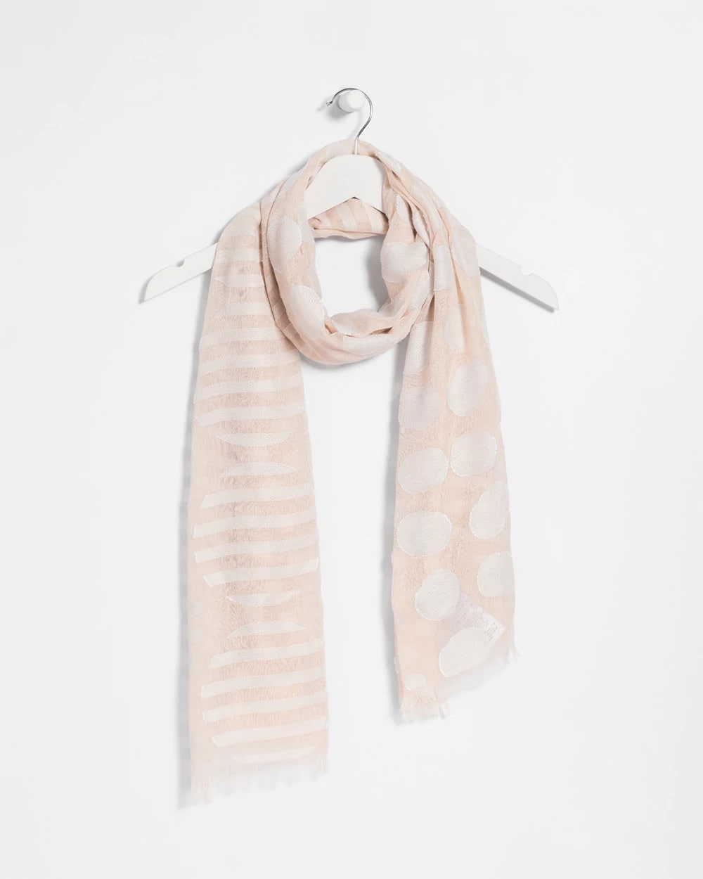 Chico's Neutral Polka Dot Oblong Scarf Neutral