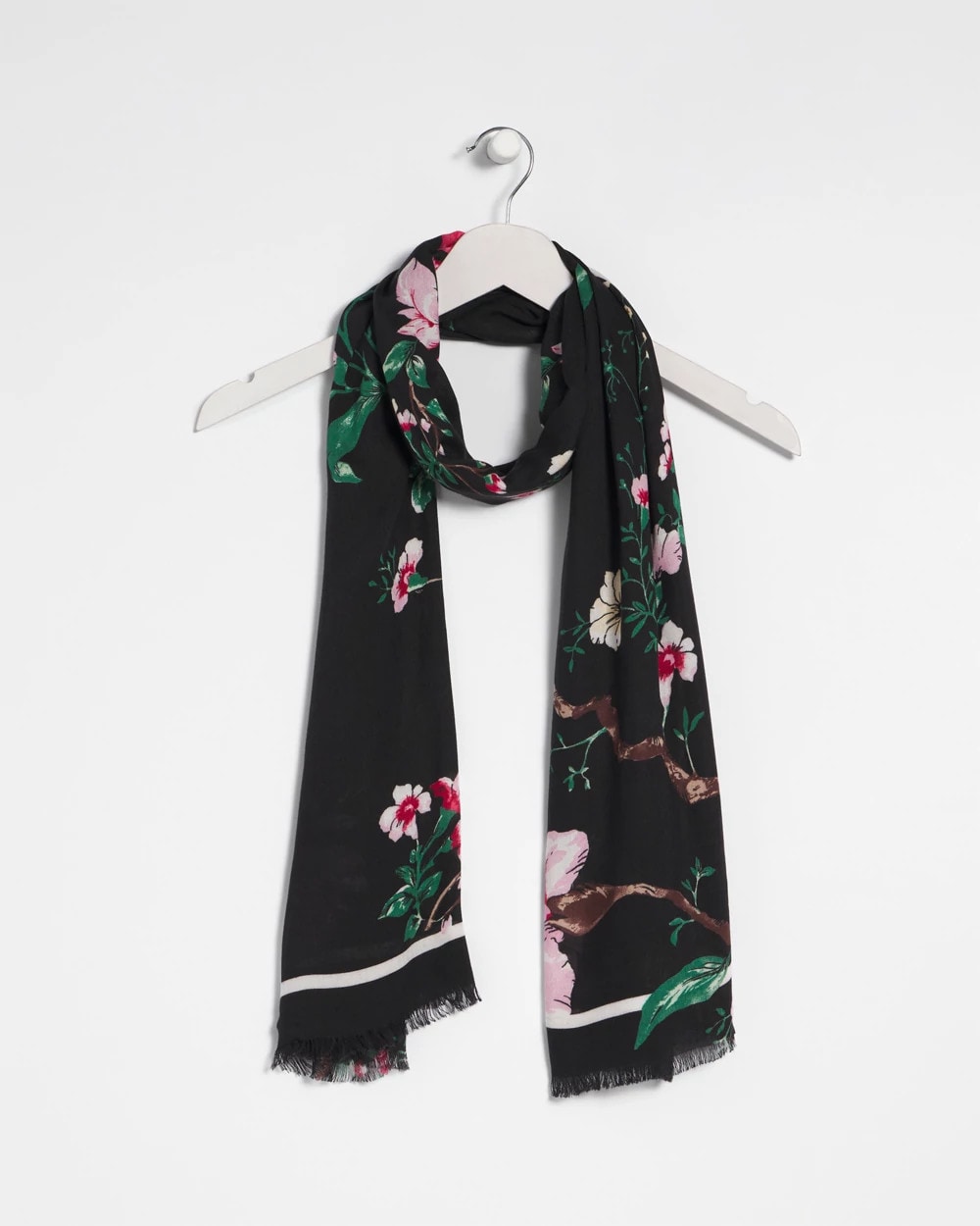 Chico's Kyoto Bloom Oblong Scarf Black