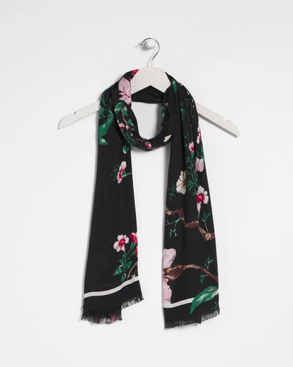 Chico's Kyoto Bloom Oblong Scarf Black