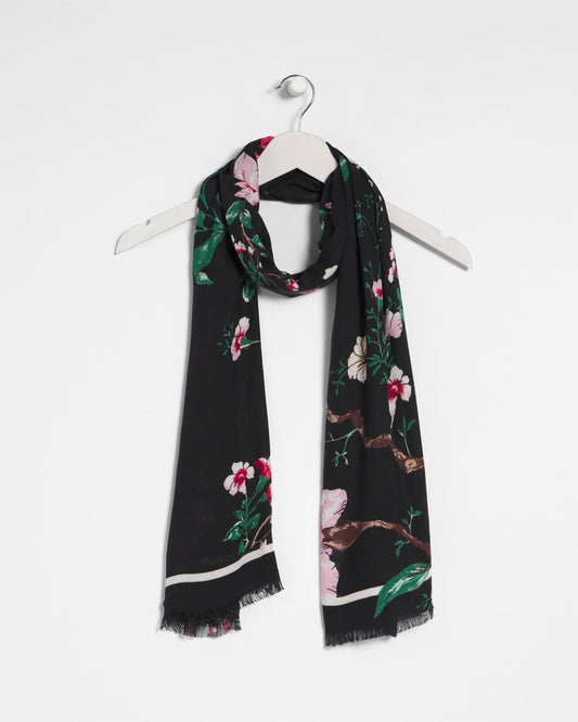 Chico's Kyoto Bloom Oblong Scarf Black