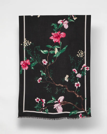 Chico's Kyoto Bloom Oblong Scarf Black