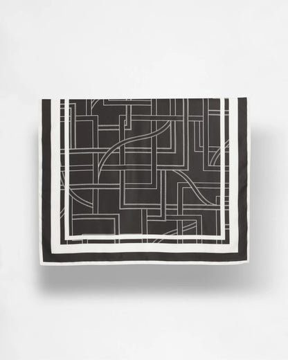 Chico's Graphic Stitch Square Scarf Black