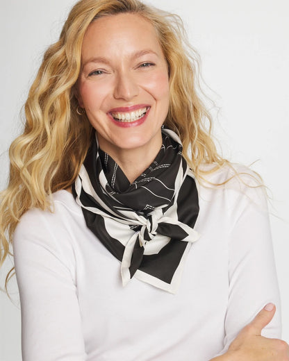 Chico's Graphic Stitch Square Scarf Black