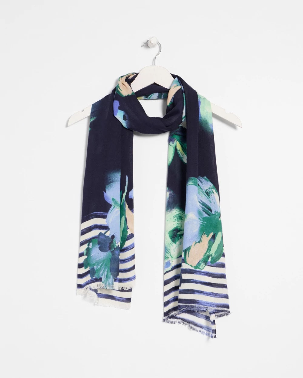 Chico's Printed Oblong Scarf Passport Blue