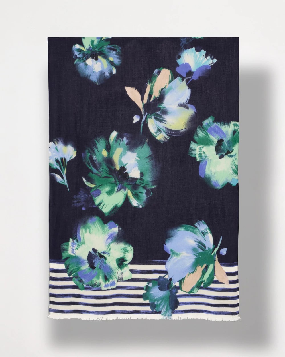 Chico's Printed Oblong Scarf Passport Blue