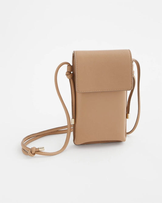 Chico's Leather Cross Body Phone Holder Bag Neutral