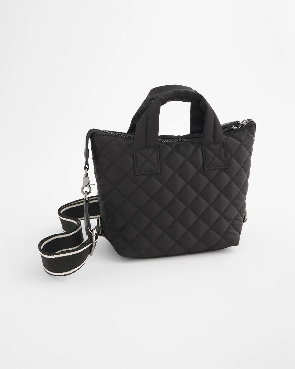 Chico's Quilted Cross Body Sport Tote Bag Black