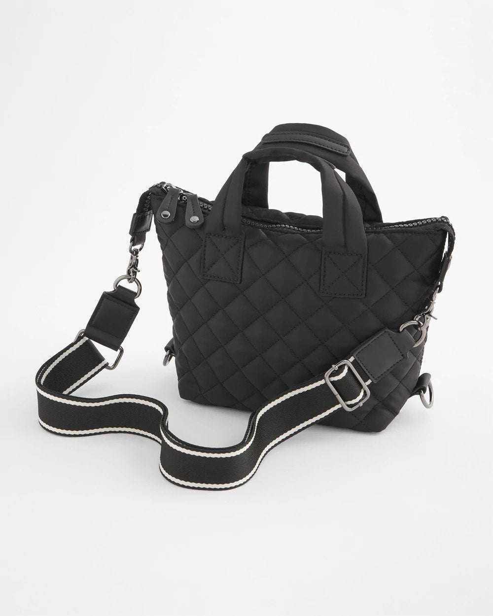 Chico's Quilted Cross Body Sport Tote Bag Black
