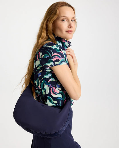 Chico's Ripstop Crescent Crossbody Sling Bag Passport Blue