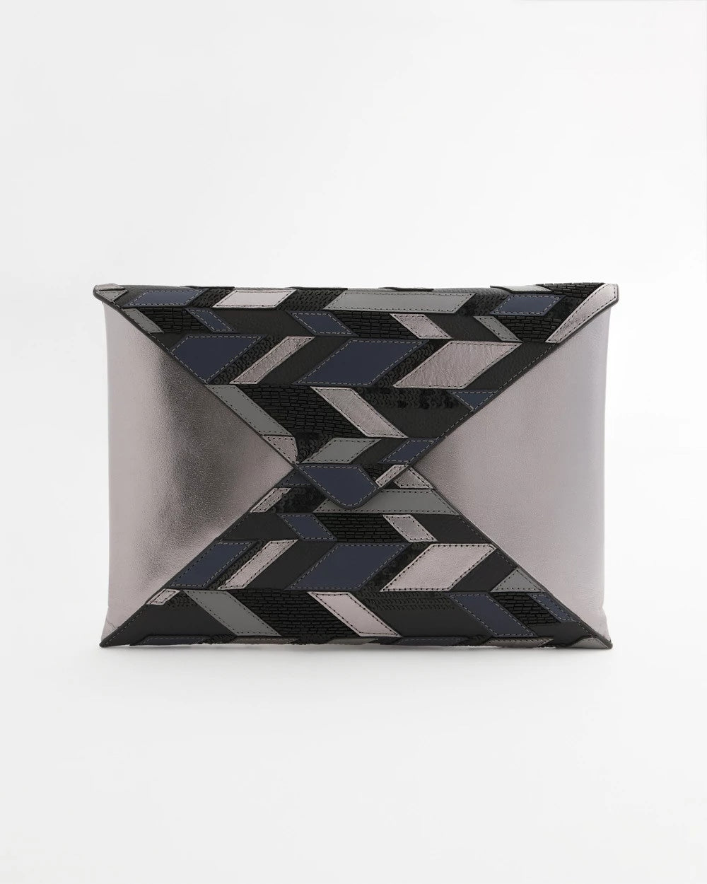 Chico's Embellished Envelope Clutch Metallic