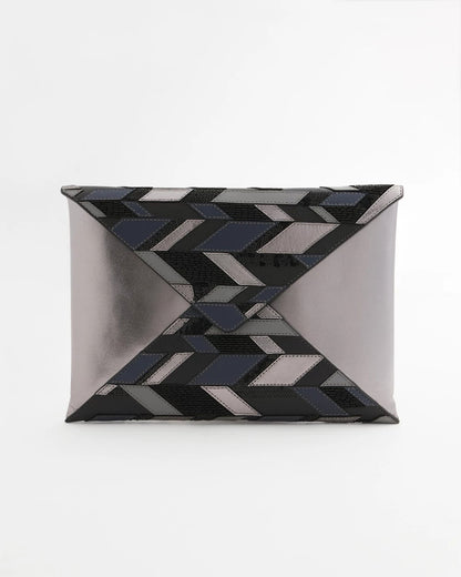 Chico's Embellished Envelope Clutch Metallic