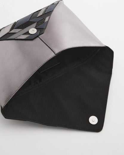 Chico's Embellished Envelope Clutch Metallic