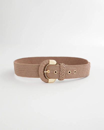 Chico's Satin Stretch Metal Belt Taupe