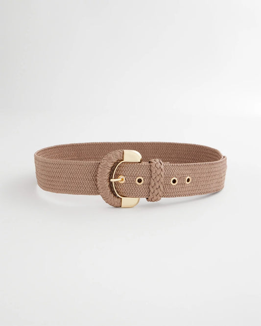 Chico's Satin Stretch Metal Belt Taupe