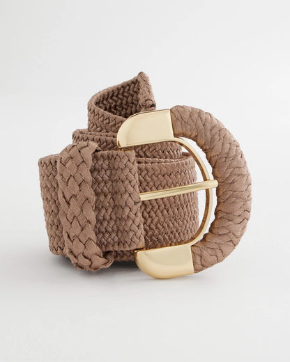 Chico's Satin Stretch Metal Belt Taupe