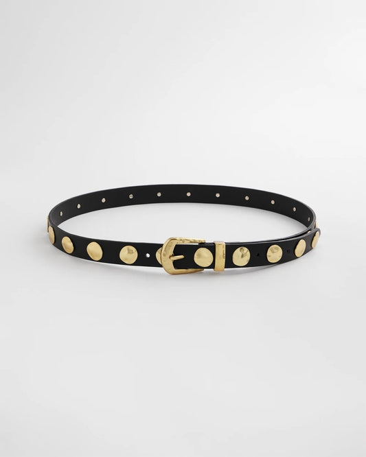Chico's Studded Faux Leather Trouser Belt Black