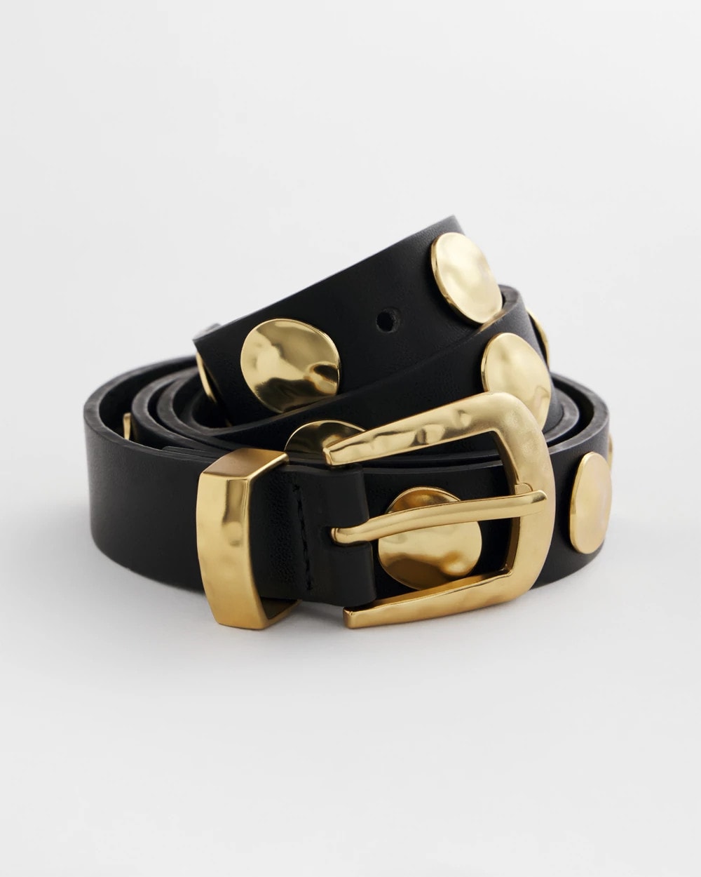 Chico's Studded Faux Leather Trouser Belt Black