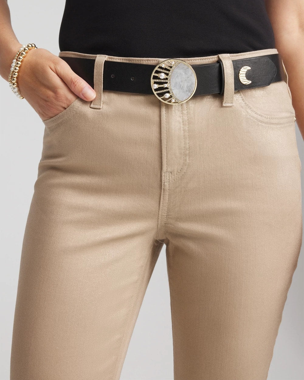 Chico's Moon & Stars Trouser Belt Black