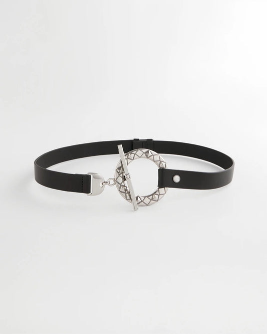 Chico's Silver Toggle Trouser Belt Black/Silver