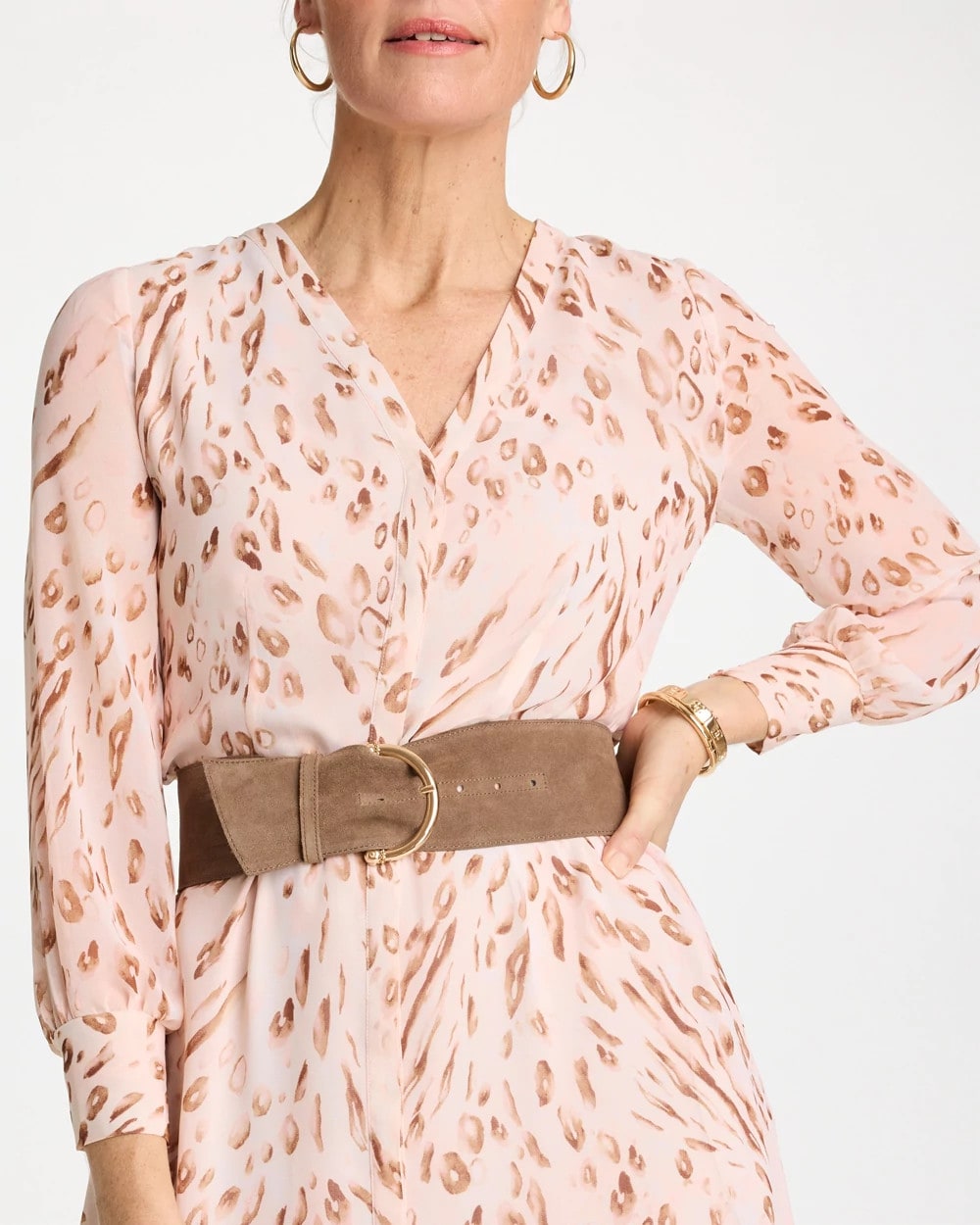 Chico's Suede Pull Through Sash Belt Topaz Smoke