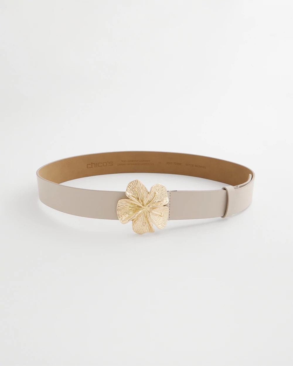 Chico's Floral Buckle Trouser Belt Neutral