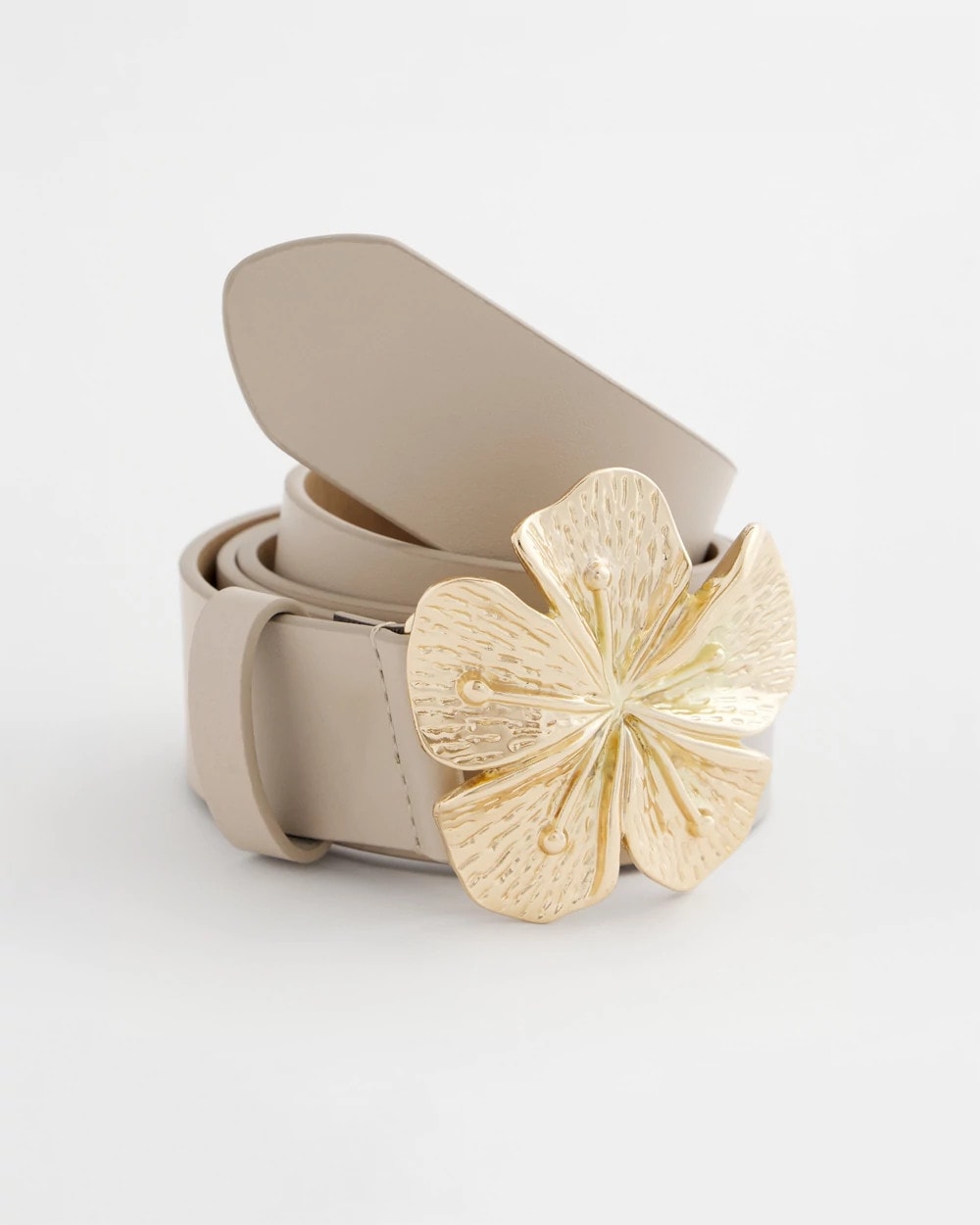 Chico's Floral Buckle Trouser Belt Neutral