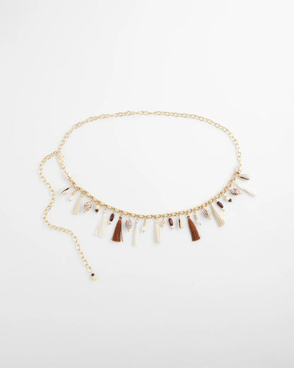 Chico's Novelty Beaded Chain Belt Natural