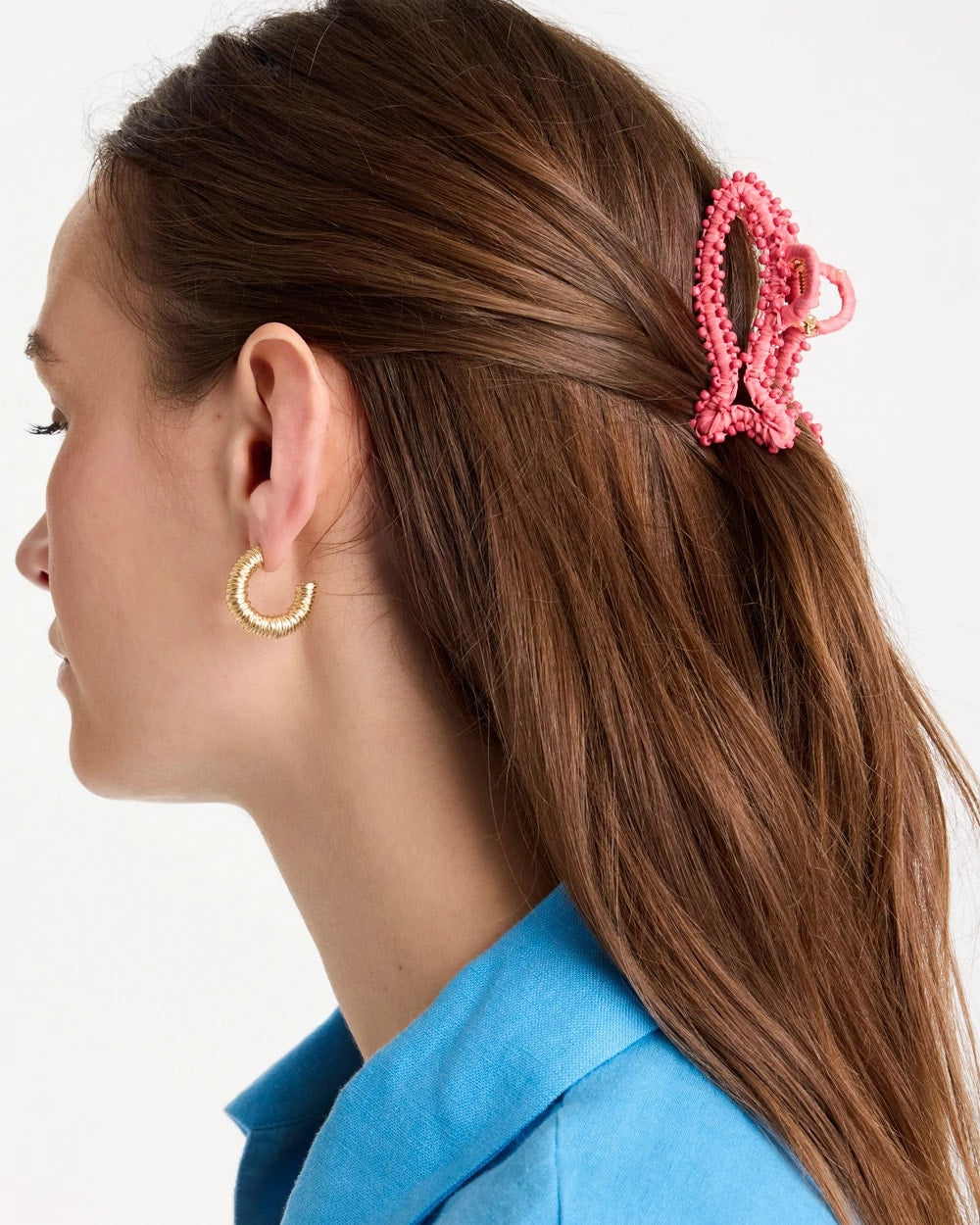 Chico's Coral Fish Raffia Hair Clip Coral