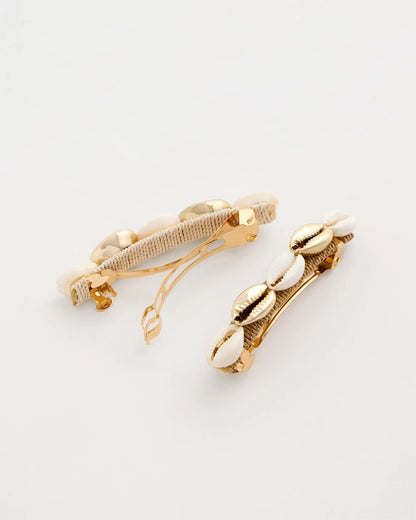 Chico's Seashell-Inspired Hair Clip Set Gold