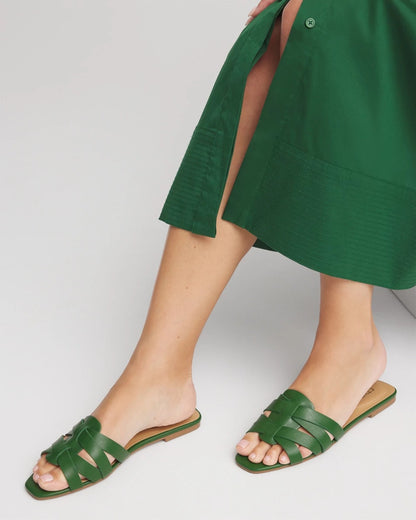 Chico's Cassidy Cross-Strap Slide Sandals Green