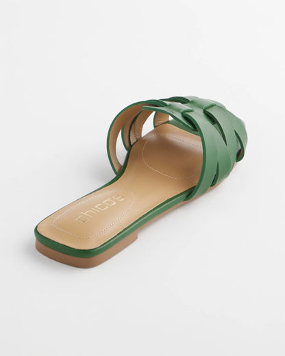 Chico's Cassidy Cross-Strap Slide Sandals Green