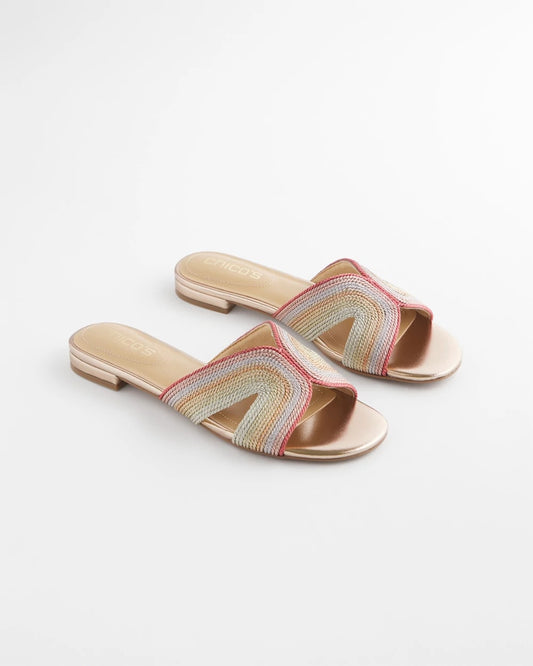 Chico's Palma Slide Sandals Metallic Multi