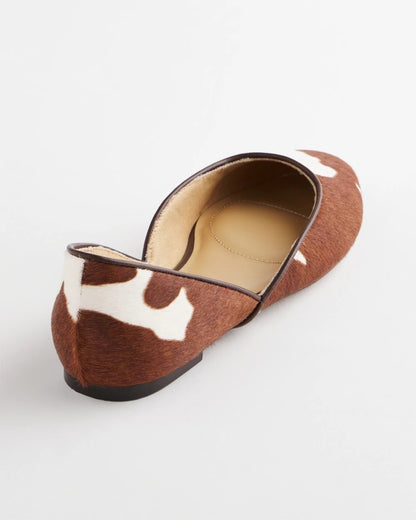 Chico's Sophie Pony Haircalf Leather Flats Neutral