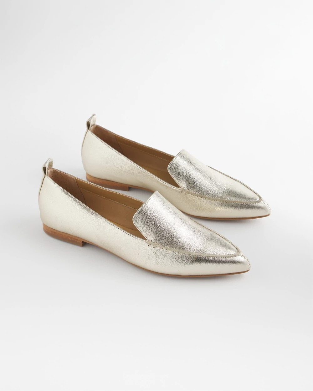 Chico's Gold Metallic Leather Loafer Gold