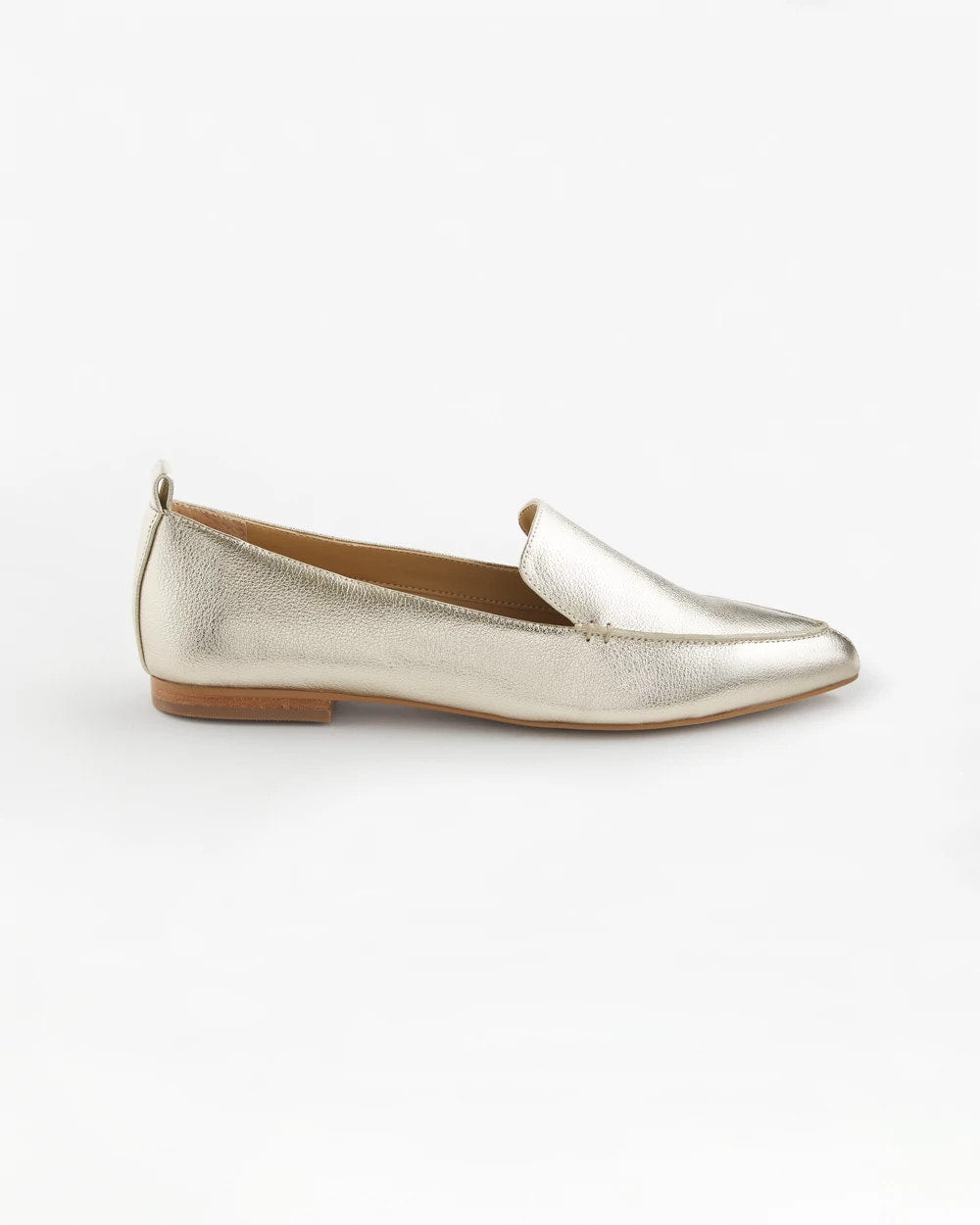 Chico's Gold Metallic Leather Loafer Gold